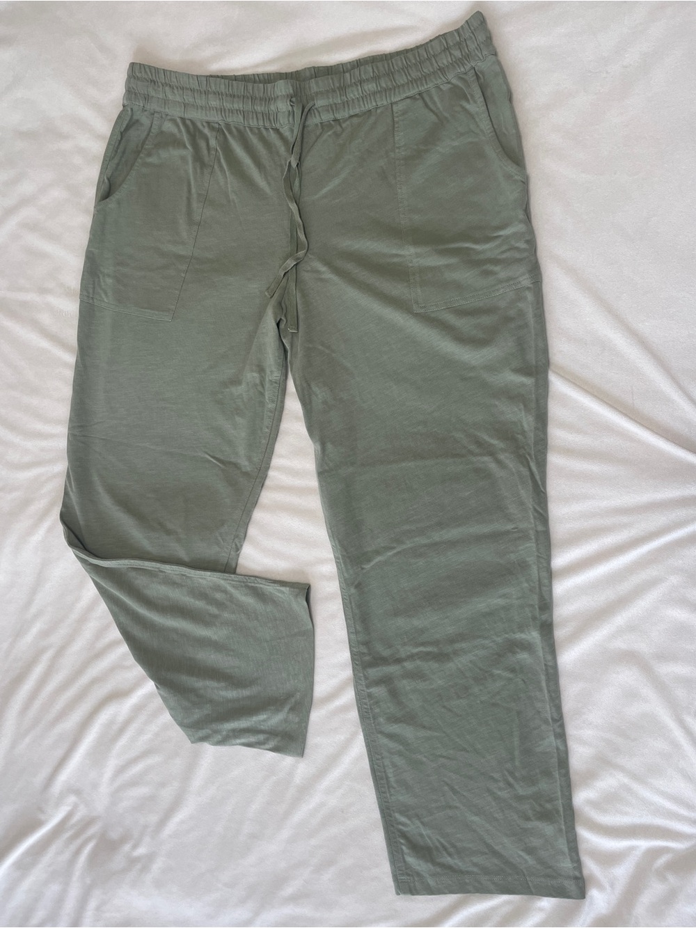 100% Cotton Casual Drawstring Pants in Olive Green w/ Pockets
